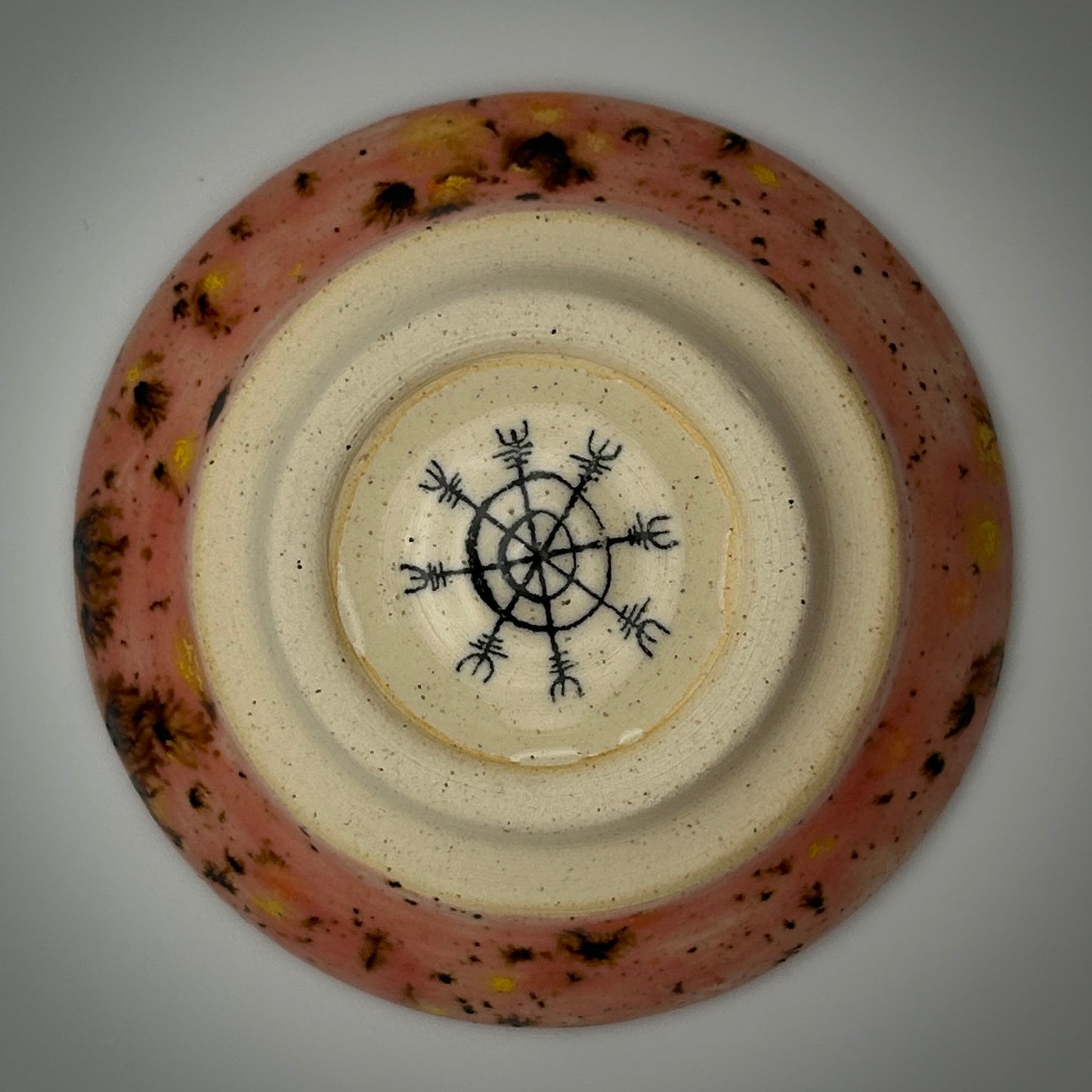 Handmade Ceramic Dish, Original Art, Helm of Awe, Io Fire