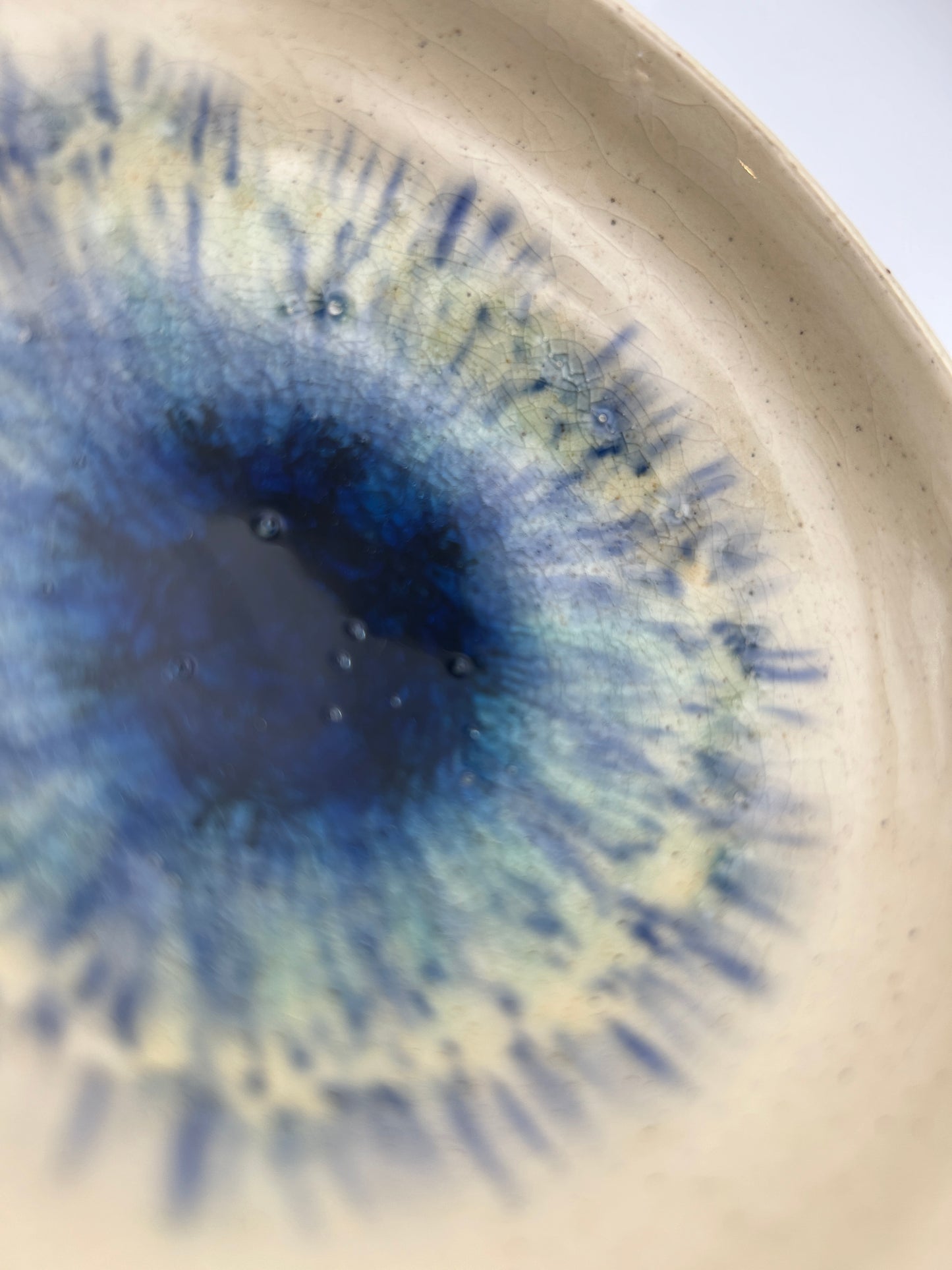 Handmade Ceramic Bowl, Original Art, Helm of Awe, Blue Iris