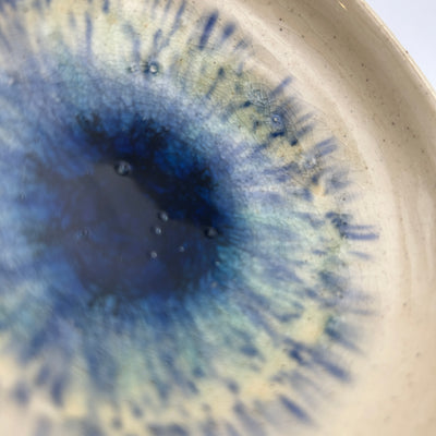 Handmade Ceramic Bowl, Original Art, Helm of Awe, Blue Iris